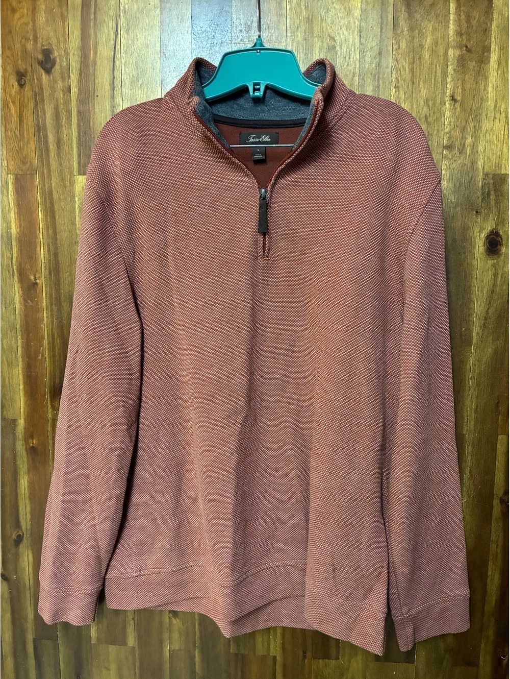 Tasso Elba Men’s Large Rust Quarter Zip Pullover Textured Quiet Luxury Preppy